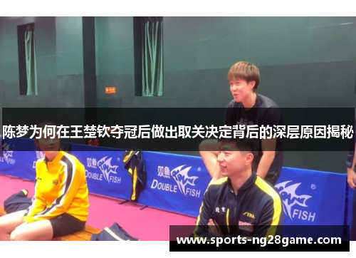 陈梦为何在王楚钦夺冠后做出取关决定背后的深层原因揭秘